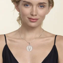 Hot Gabriel & Co. Zodiac - 925 Sterling Silver White Sapphire Bujukan Capricorn Medallion Pendant With Detachable Bail