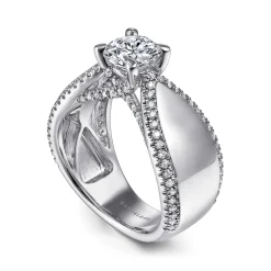 Gabriel & Co. Zoella - 14K White Gold Round Diamond Engagement Ring