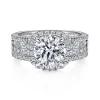 Sale Gabriel & Co. Zyra - 14K White Gold Cushion Halo Round Diamond Channel Set Engagement Ring